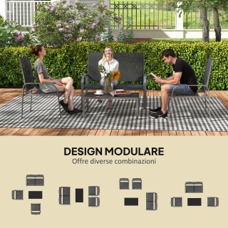 Outsunny Σετ Εξωτερικού Χώρου 4τμχ με Τραπέζι, 2 Καρέκλες και Καναπ...