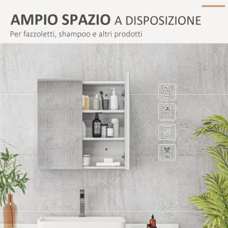 Kleankin Κρεντινέρα με Καθρέφτη, 3 Ρυθμιζόμενα Εσωτερικά Ράφια, Ξύλ...