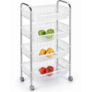 BAKAJI Καρότσι Αποθήκευσης Φρούτων με 4 Καλάθια από Πλαστικό και Με...