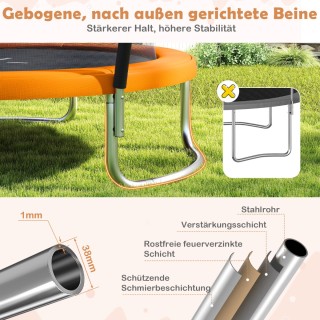 Costway  Πορτοκαλί Στρογγυλό Τραμπολίνο Κήπου Ø244cm με Σκάλα και Δ...