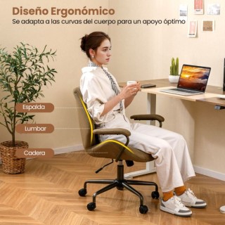 Costway Περιστρεφόμενη Εργονομική Καρέκλα Γραφείου με Μαξιλαρωτές Μ...