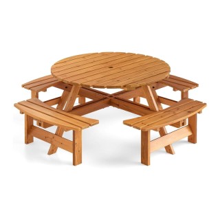 Costway Σετ πίκνικ για 8 άτομα με ομπρελοθήκη & 4 ξύλινα παγκάκια ...