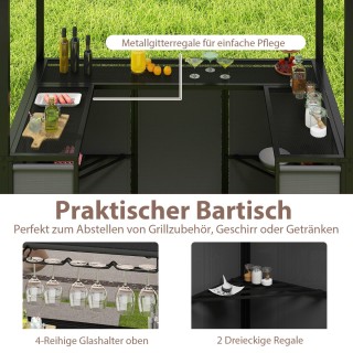 Costway  Αδιάβροχο Μπαρ Μπάρμπεκιου με Μπάρα & 2 Καρέκλες Μπαρ - Δι...