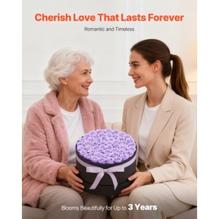 VEVOR Forever Flowers: 50 Αιώνια Τριαντάφυλλα σε Κουτί, Μοναδικό Δώ...