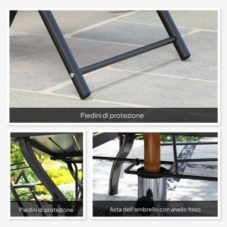 Outsunny  Σετ Κήπου 7 Τεμαχίων με Τραπέζι Φαγητού με Τρύπα για Ομπρ...