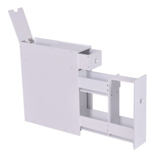 Costway Λευκός Ξύλινος Ντουλάπι Μπάνιου Πλευρικός Ντουλάπι Χώρου JZ...