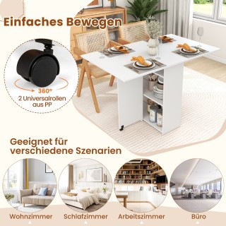 Πτυσσόμενο Τραπέζι Τροχήλατο με 2 Επιφάνειες Αποθήκευσης 120 x 72 x...