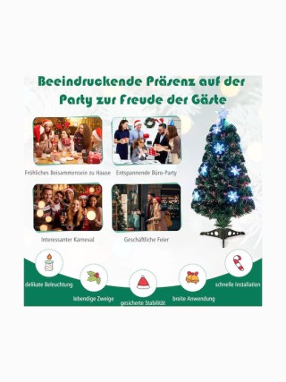 Costway Πράσινο Χριστουγεννιάτικο Δέντρο LED με Οπτικές Ίνες 90 cm ...