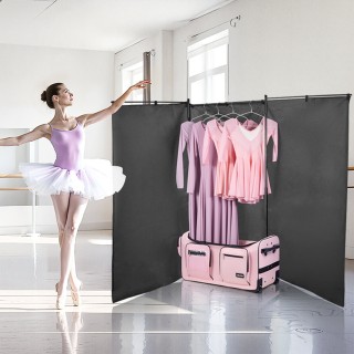 VEVOR Τροχήλατη Τσάντα Χορού με Ράφι Ρούχων – Ματ Ροζ YGMLDYJDWDD21...