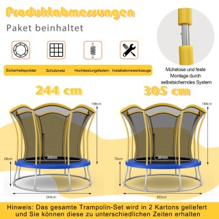 Costway Τραμπολίνο Φ244 εκ. με Σχήμα Λουλουδιού & Δίχτυ Ασφαλείας &...