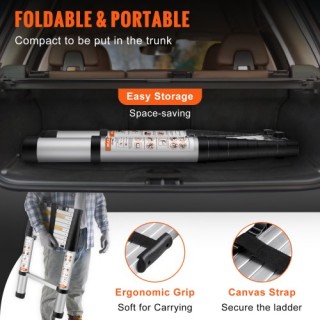 Σκάλα Τηλεσκοπική VEVOR 3.2m, Αλουμινίου, 170kg, Συμπτυσσόμενη, Πολ... Σκάλα Τηλεσκοπική VEVOR 3.2m, Αλουμινίου, 170kg, Συμπτυσσόμενη, Πολ...