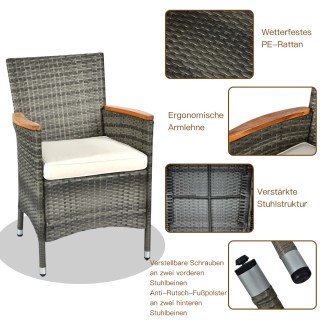 Costway Σετ Τραπεζαρίας Κήπου 9 Τεμαχίων από Ακακία και Ρατάν με Τρ...