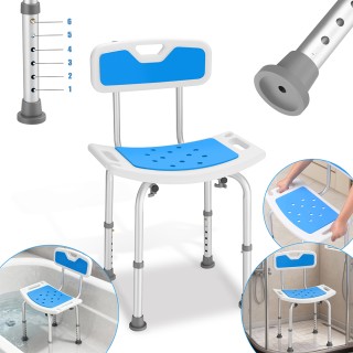 BAKAJI Ρυθμιζόμενη Καρέκλα Ντους με Πλάτη  Μέγιστο Βάρος 130 kg 020...