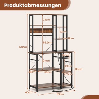 Costway Βιομηχανικό Ράφι Κουζίνας με Πρίζες και USB Συδέσεις 170 x ...