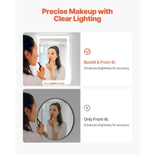 VEVOR Καθρέφτης Μπάνιου LED με 3 Χρώματα και Αντιθαμβωτική Λειτουργ...