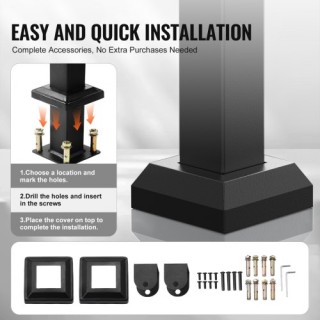 VEVOR Μαύρες Τετράγωνες Ράγες Εξωτερικού Χώρου για Σκάλες 4-5 Σκαλο...