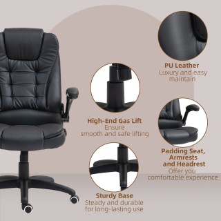 HOMCOM Καρέκλα Γραφείου από Συνθετικό Δέρμα PU με Αναδιπλούμενα Μπ... HOMCOM Καρέκλα Γραφείου από Συνθετικό Δέρμα PU με Αναδιπλούμενα Μπ...