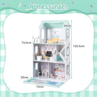 Costway Ξύλινο Κουκλόσπιτο με 17 Κομμάτια Επίπλων & Σκάλες - Πράσιν... Costway Ξύλινο Κουκλόσπιτο με 17 Κομμάτια Επίπλων & Σκάλες - Πράσιν...