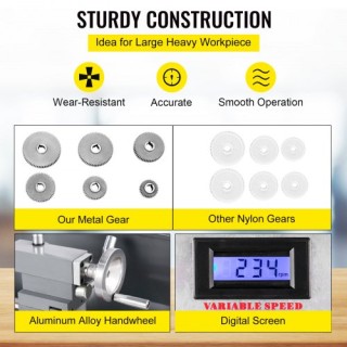 Μίνι Τόρνος Μετάλλου VEVOR 750W, 50-3000RPM, 220x600mm JSMNCC220X6... Μίνι Τόρνος Μετάλλου VEVOR 750W, 50-3000RPM, 220x600mm JSMNCC220X6...