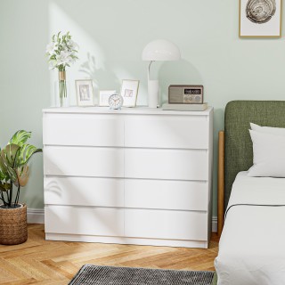 HOMCOM Συρταριέρα 8 Συρταριών 120x39x100 εκ, Λευκή 831-690V85WT