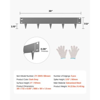 VEVOR Ανθεκτική Μεταλλική Περιμετρική Λωρίδα Κήπου σε Σκούρο Γκρι D... VEVOR Ανθεκτική Μεταλλική Περιμετρική Λωρίδα Κήπου σε Σκούρο Γκρι D...