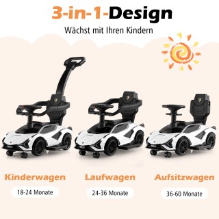 Costway Παιδικό Αυτοκίνητο Lamborghini 3-σε-1 με Αποσπώμενα Μέρη κα...