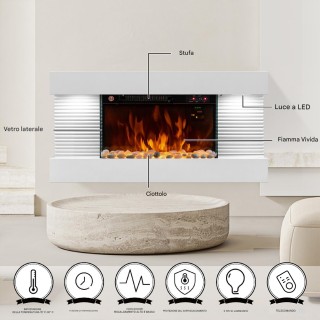 BAKAJI Ηλεκτρικό Τζάκι Τοίχου Σεντ Μόριτζ με Ρεαλιστική Φλόγα 02842100