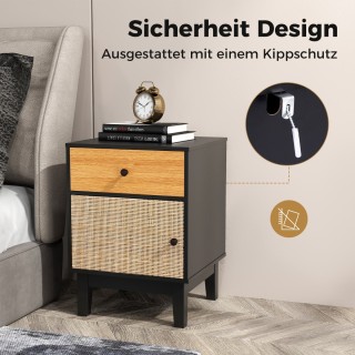 Costway Ρατάν Κομοδίνο με Συρτάρι & Ντουλάπι σε Στυλ Boho 40 x 30 ... Costway Ρατάν Κομοδίνο με Συρτάρι & Ντουλάπι σε Στυλ Boho 40 x 30 ...