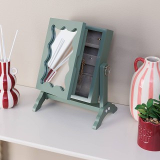 Atmosphera Κοσμηματοθήκη με Καθρέπτη 29x15x22 cm Πράσινη 211546-Green Atmosphera Κοσμηματοθήκη με Καθρέπτη 29x15x22 cm Πράσινη 211546-Green