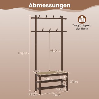 Costway Πολυλειτουργική Κρεμάστρα με Πάγκο & Ράφι Παπουτσιών & 2 Ρά... Costway Πολυλειτουργική Κρεμάστρα με Πάγκο & Ράφι Παπουτσιών & 2 Ρά...