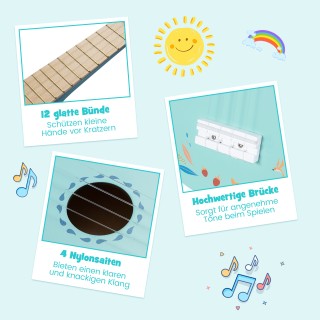 Costway Μίνι Γιουκαλίλι για Παιδιά, 4 Χορδές, Σώμα από Ξύλο Basswoo...