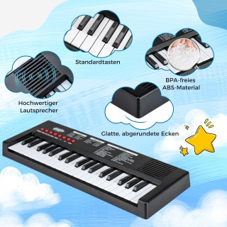Costway Παιδικό Πιάνο Κλαβιέ 37 Πλήκτρων Φορητό Ηλεκτρονικό Πιάνο μ...