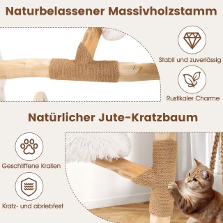 Costway Μοντέρνος Ξύλινος Ονυχοδρόμιο με Αιώρα και Sisal Στύλο για ...