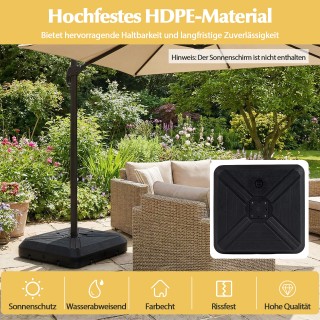 Costway Τετράγωνη μεταλλική βάση ομπρέλας βαρέος τύπου με ρόδες, γε...