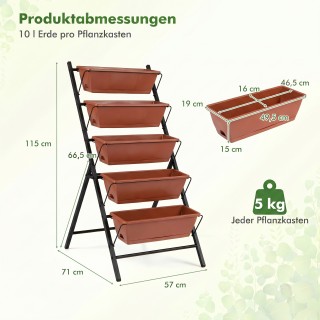 Costway Κάθετο υπερυψωμένο παρτέρι 5 επιπέδων με 5 αφαιρούμενες γλά...