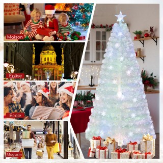 Costway Τεχνητό Χριστουγεννιάτικο Δέντρο 210 cm με Πολύχρωμα LED Φώ...