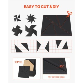 VEVOR 18 Αυτοκόλλητα Ακουστικά Πάνελ 30x30x1 εκ. Μαύρα JZGYBHSLG303...