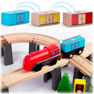 Ξύλινο Τρενάκι Πόλη 100 τεμάχια για 3+ Ετών RK-879 Ricokids