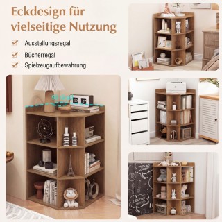 Costway Γωνιακή Βιβλιοθήκη με Σταθμό Φόρτισης: Γωνιακό Ράφι με 9 Θέ...