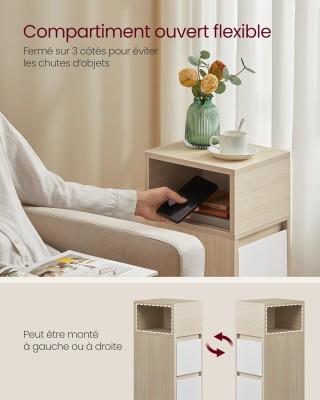 VASAGLE Κομοδίνο Kailyn Collection με 2 Συρτάρια και Ανοιχτό Χώρο, ...