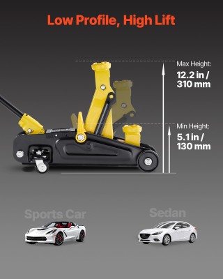 VEVOR Ανυψωτικό Δαπέδου Χαμηλού Προφίλ, 1.5 Τόνων, με Γρήγορη Αντλί...
