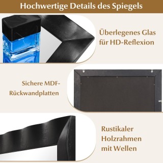 Costway  Στυλάτος και Ρουστίκ Καθρέφτης Τοίχου Φάρμας από Φυσικό Ξύ...