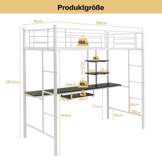 Costway Πολυλειτουργική Μεταλλική Κουκέτα με Γραφείο (200x140 εκ.) ...