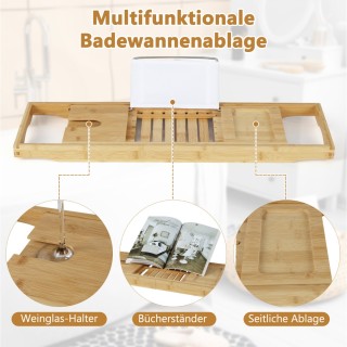Costway Πολυλειτουργικός Δίσκος Μπανιέρας από Μπαμπού με Ρυθμιζόμε... Costway Πολυλειτουργικός Δίσκος Μπανιέρας από Μπαμπού με Ρυθμιζόμε...