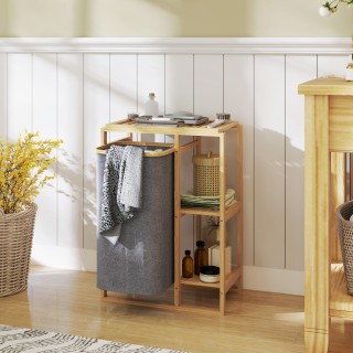 HOMCOM Καλάθι Απλύτων με Αποσπώμενη Τσάντα και Ράφια από Μπαμπού, ... HOMCOM Καλάθι Απλύτων με Αποσπώμενη Τσάντα και Ράφια από Μπαμπού, ...