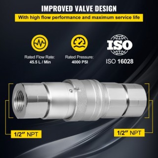 Υδραυλικός Ταχυσύνδεσμος VEVOR 1/2 NPT (4 Ζεύγη)  YYJT1/2YYKSJT04D1V0