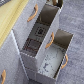 BAKAJI Ανθεκτική Συρταριέρα με 5 Συρτάρια Υφασμάτινη Γκρι Ανοιχτό κ...