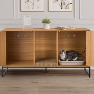 VEVOR Έπιπλο Απόκρυψης Άμμων Γάτας 120 cm με Σχέδιο Ξύλου και Μαύρα...