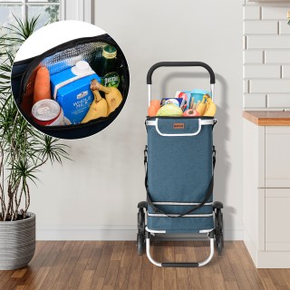 BAKAJI Καρότσι Αγορών Αναρρίχησης Σκαλοπατιών 56L Μπλε Θερμική Τσάν...