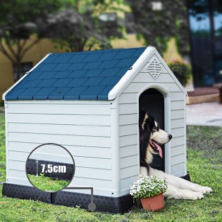 Costway Σπιτάκι Σκύλου με Υπερυψωμένο Πάτωμα Μπλε και Λευκό PS7065-S